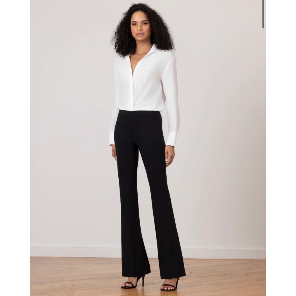 Avenue Montaigne Bellini F954 Black Flare Leg Pull On Pants 6 NYC Made Capsule